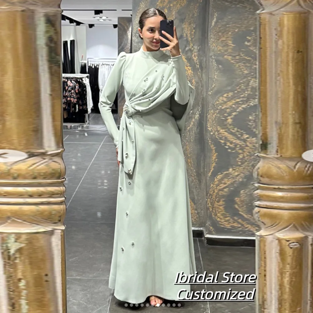 Индивидуальные вечерние платья трапециевидной формы с высоким воротом длиной до щиколотки, платье для выпускного вечера с длинными рукавами, модное простое драпированное вечернее платье с кристаллами
Индивидуальные вечерние платья трапециевидной формы с высоким воротом длиной до щиколотки, платье для выпускного вечера с длинными рукавами, модное простое драпированное вечернее платье с кристаллами