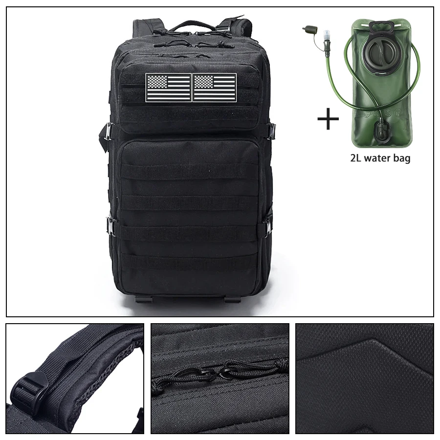 45L Adjustable Outdoor Backpack - Large Capacity + Layered Storage with MOLLE Webbing System, Includes 2L Water Bag
45L Adjustable Outdoor Backpack - Large Capacity + Layered Storage with MOLLE Webbing System, Includes 2L Water Bag