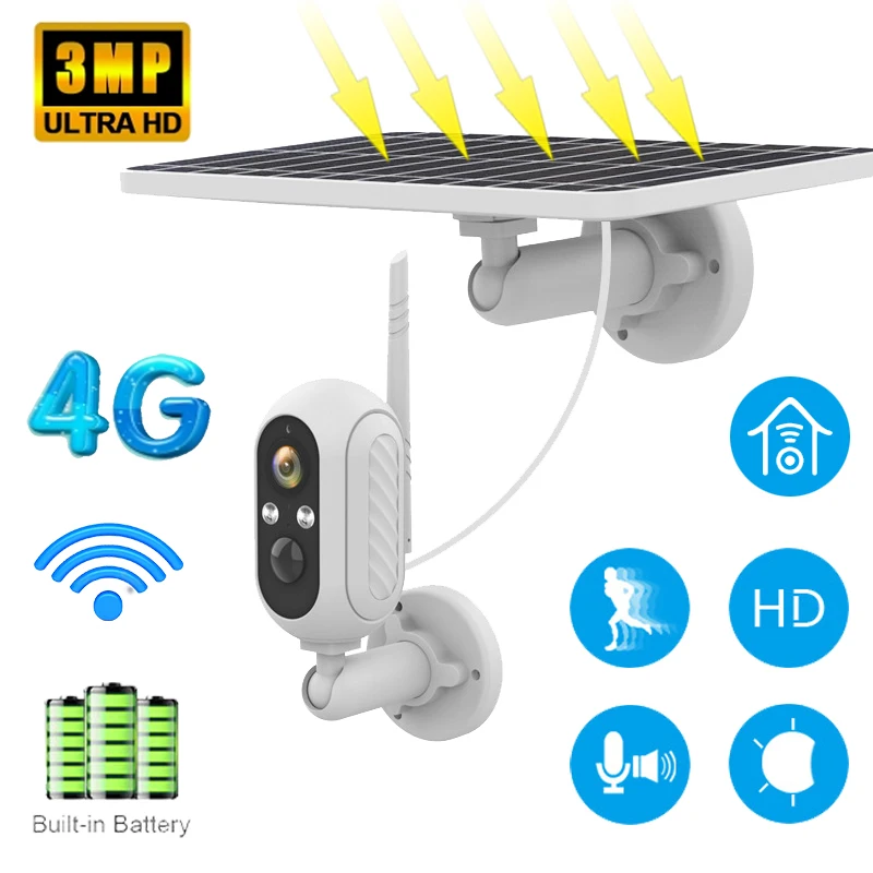 3MP WIFI Solar Camera Outdoor Camera 4G Solar Outdoor HD Monitoring Head 6400 MAh Battery Security Protection Camera
3MP WIFI Solar Camera Outdoor Camera 4G Solar Outdoor HD Monitoring Head 6400 MAh Battery Security Protection Camera