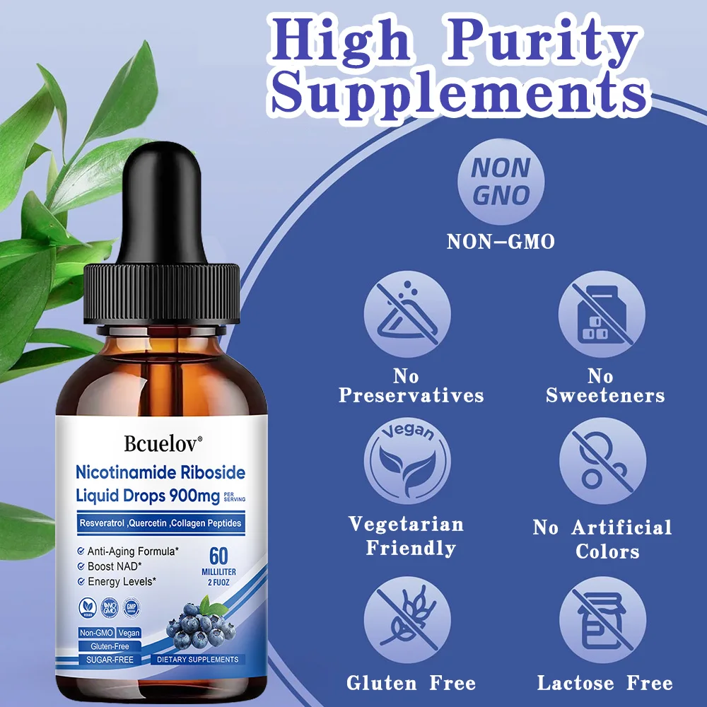 NAD Liquid Drops - with Resveratrol, Quercetin, Biotin, Collagen - Skin Health, Anti-Aging, Focused Brain, NON-GMO Supplements
NAD Liquid Drops - with Resveratrol, Quercetin, Biotin, Collagen - Skin Health, Anti-Aging, Focused Brain, NON-GMO Supplements