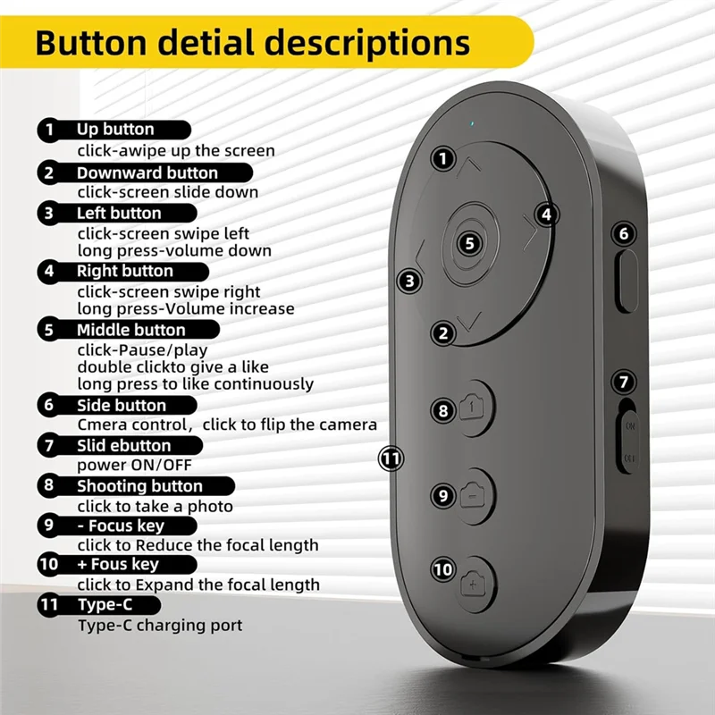 AT93-Переключатель передней/задней камеры Bluetooth-пульт дистанционного управления, функция масштабирования для видеоконтроля с палкой для селфи
AT93-Переключатель передней/задней камеры Bluetooth-пульт дистанционного управления, функция масштабирования для видеоконтроля с палкой для селфи