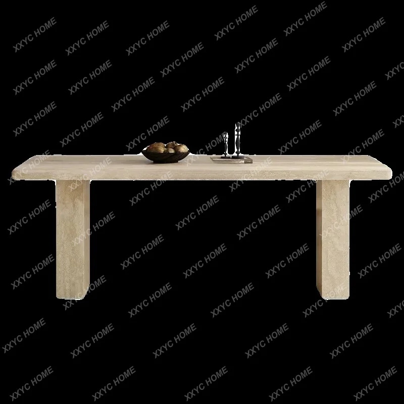 AA retro travertine rock slab dining table and chair combination modern home designer dining table
AA retro travertine rock slab dining table and chair combination modern home designer dining table