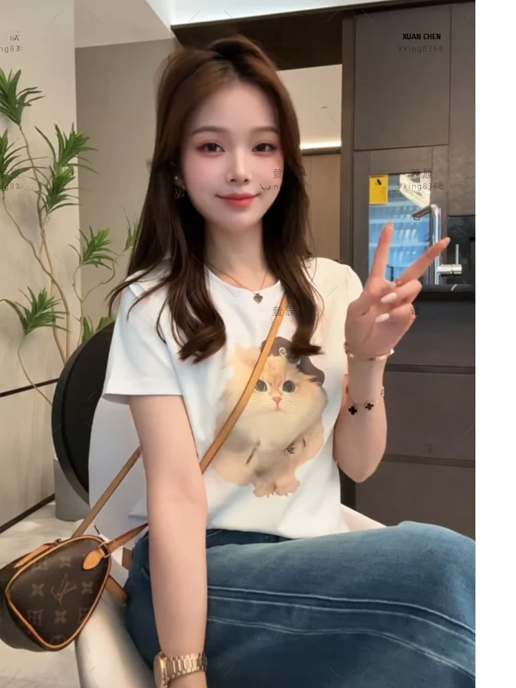 XuanXuanChen Party Spring Summer Футболка с коротким рукавом и круглым вырезом с мультяшным принтом, женская модная универсальная футболка 9611
XuanXuanChen Party Spring Summer Футболка с коротким рукавом и круглым вырезом с мультяшным принтом, женская модная универсальная футболка 9611