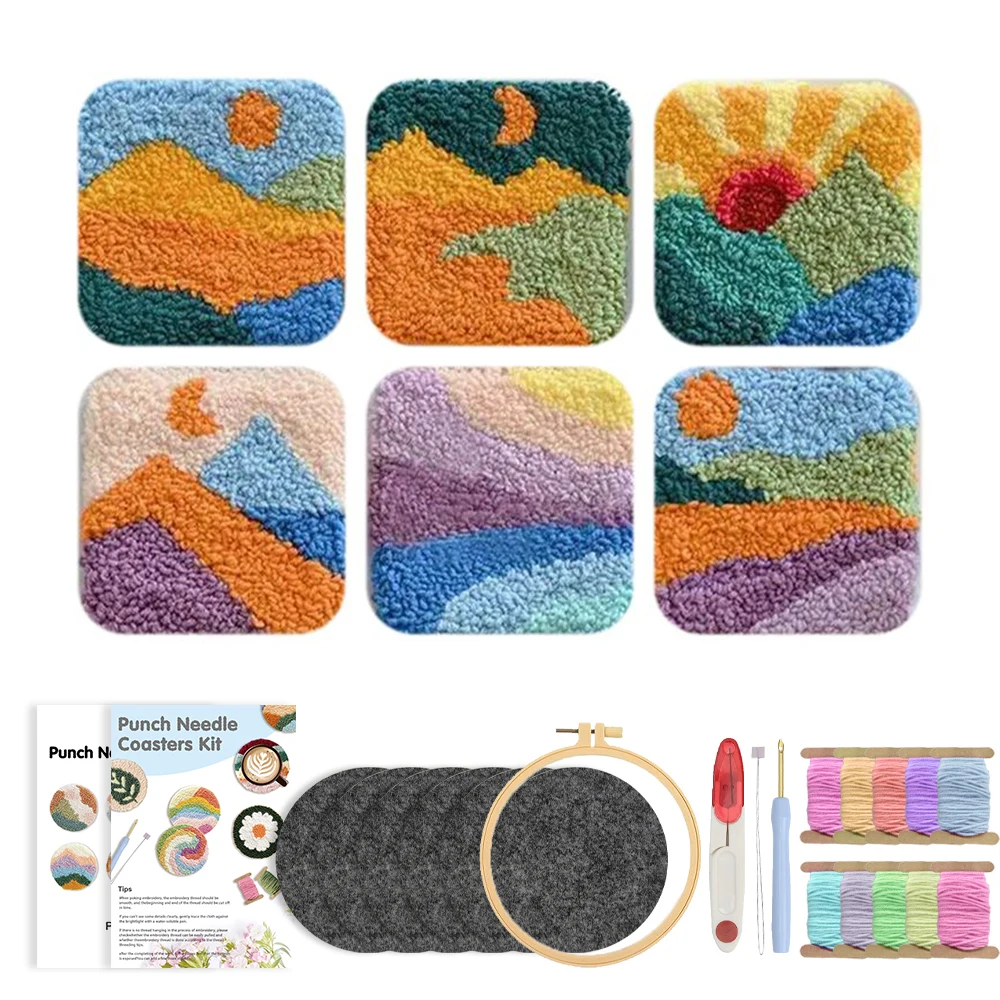 SDOYUNO 6 Pcs Landscapes Punch Needle Coasters Kit Handmade Coaster Easy Punch Needle Embroidery For Adults Set Home Decoration
SDOYUNO 6 Pcs Landscapes Punch Needle Coasters Kit Handmade Coaster Easy Punch Needle Embroidery For Adults Set Home Decoration