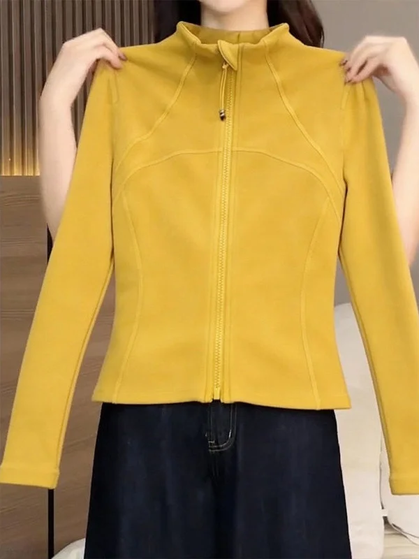 New 2026 Winter Yellow Zipper Long Sleeve Stand Collar Women's Sporty Commuter Style High-End Feel Open Cardigan Trendy Top
New 2026 Winter Yellow Zipper Long Sleeve Stand Collar Women's Sporty Commuter Style High-End Feel Open Cardigan Trendy Top