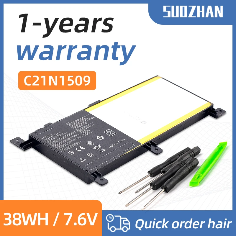 SUOZHAN 7.6V 38WH C21N1509 Laptop Battery for ASUS X556U X556UA X556UB X556UF X556UJ X556UQ X556UV A556U F556UA K556UA K556UV
SUOZHAN 7.6V 38WH C21N1509 Laptop Battery for ASUS X556U X556UA X556UB X556UF X556UJ X556UQ X556UV A556U F556UA K556UA K556UV