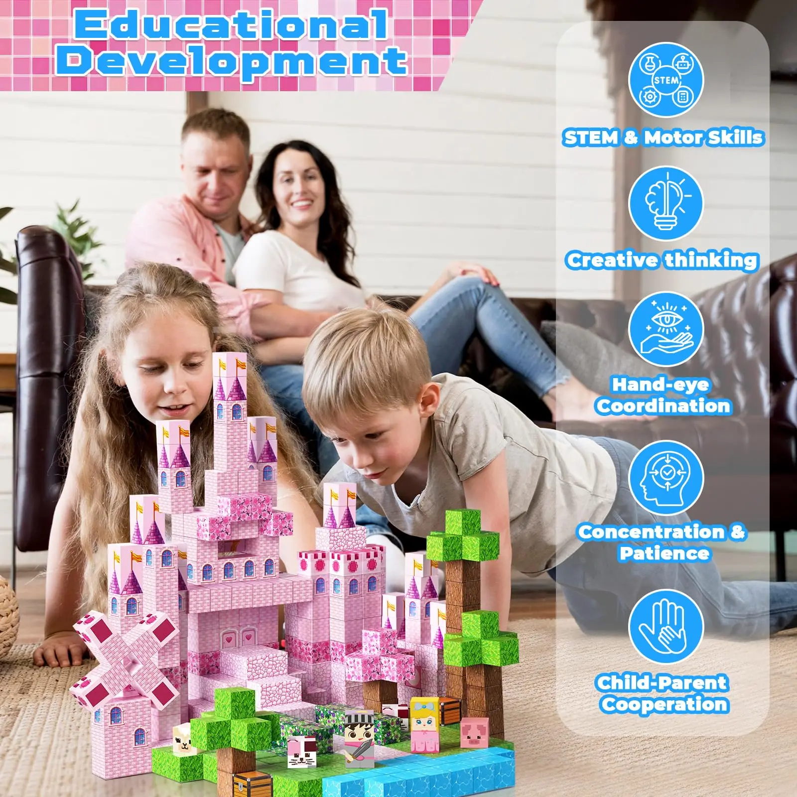 Kids Magnetic Building Blocks Pixel Style Cherry Blossom Castle 100PCS Pink Series Ages 3+ Boys Girls Creative DIY Toy
Kids Magnetic Building Blocks Pixel Style Cherry Blossom Castle 100PCS Pink Series Ages 3+ Boys Girls Creative DIY Toy