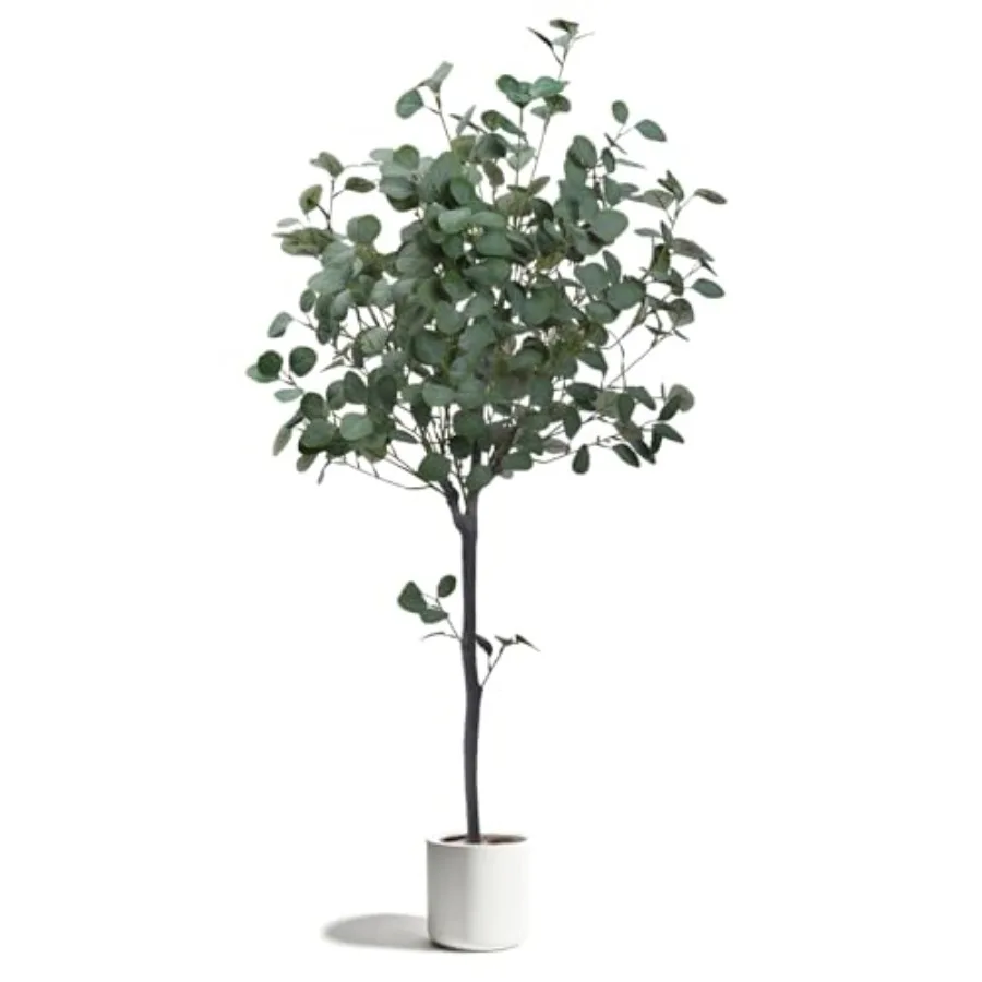 Artificial Eucalyptus Tree 6FT Fake Silver Dollar Leaves Plant with White Pot is Decorated Pebbles Green All Season Long Silk F
Artificial Eucalyptus Tree 6FT Fake Silver Dollar Leaves Plant with White Pot is Decorated Pebbles Green All Season Long Silk F