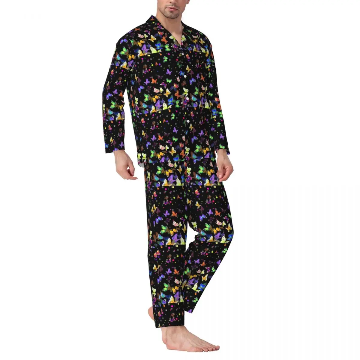 Pajamas Men Colorful Butterflies Print Room Nightwear Two Piece Aesthetic Pajamas Set Long Sleeve Soft Oversize Home Suit
Pajamas Men Colorful Butterflies Print Room Nightwear Two Piece Aesthetic Pajamas Set Long Sleeve Soft Oversize Home Suit