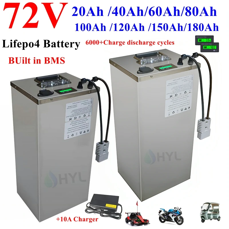 HYL 72V 20ah 40ah 60ah 80ah 100ah 120ah 150ah 180ah lifepo4 lithium battery BMS for scooter Inverter EV bike Tricycle caravan EV
HYL 72V 20ah 40ah 60ah 80ah 100ah 120ah 150ah 180ah lifepo4 lithium battery BMS for scooter Inverter EV bike Tricycle caravan EV