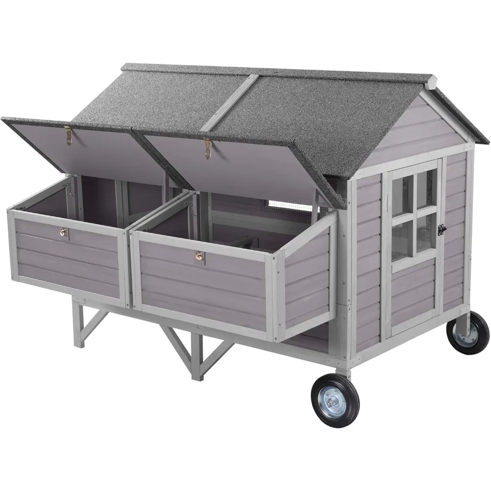 Chicken Coop with Super Large Wheels Durable Hen House with Metal Iron Bracket 8-10 Chickens
Chicken Coop with Super Large Wheels Durable Hen House with Metal Iron Bracket 8-10 Chickens