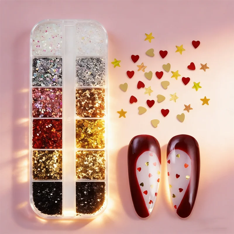 Sparkling Love Star Nail Glitter 1mm Mini Size for Detailed Nail Art, Salon Design, Cute Decoration Accessories, Long-Lasting
Sparkling Love Star Nail Glitter 1mm Mini Size for Detailed Nail Art, Salon Design, Cute Decoration Accessories, Long-Lasting