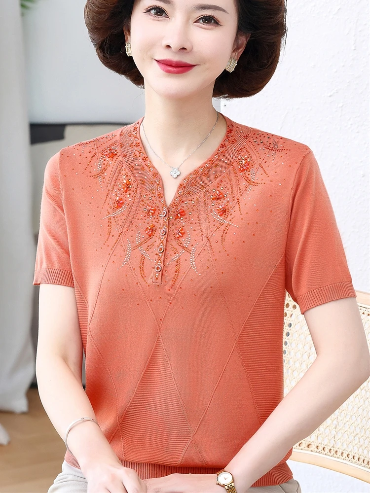 Summer Thin ort Sve Knitted Sweater Pure Color Overhead Sle National Sle Qipao Collar Mom Clothes for Middle-Aged An...
Summer Thin ort Sve Knitted Sweater Pure Color Overhead Sle National Sle Qipao Collar Mom Clothes for Middle-Aged An...