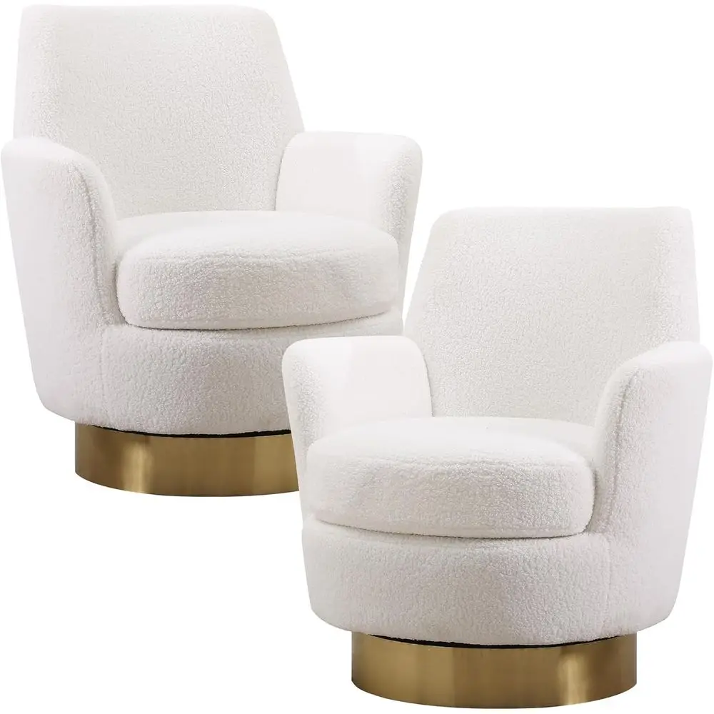 Swivel Barrel Chairs Set of 2, Accent Armchairs with Gold Steel Base, Comfortable Reading Chairs for Bedroom or Living Room, Ivo
Swivel Barrel Chairs Set of 2, Accent Armchairs with Gold Steel Base, Comfortable Reading Chairs for Bedroom or Living Room, Ivo