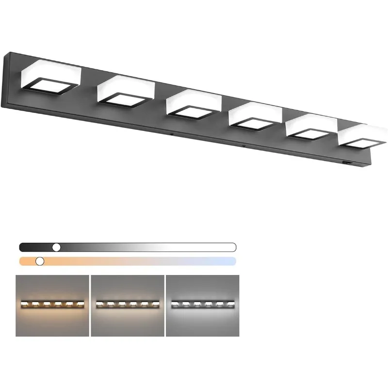 Ralbay 6 Lights Black Bathroom Lights Fixtures Dimmable 5CCT Black Acrylic Modern Matte Black Vanity Light for Bathroom
Ralbay 6 Lights Black Bathroom Lights Fixtures Dimmable 5CCT Black Acrylic Modern Matte Black Vanity Light for Bathroom