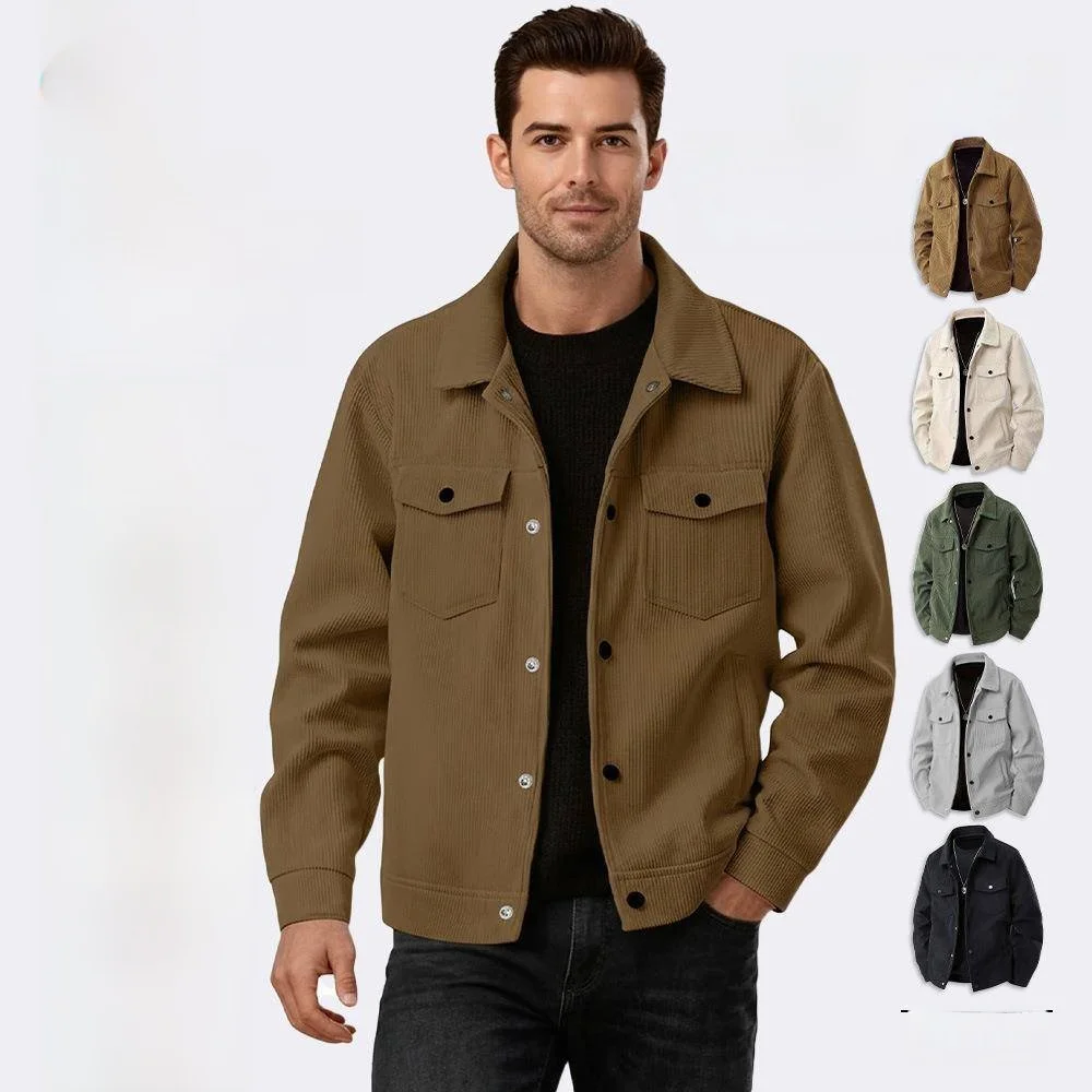 Corduroy Long Sleeve Shirt Casual Sports Jacket Men's Flip Collar Pocket Outerwear Fashionable Single Button Cross-Border
Corduroy Long Sleeve Shirt Casual Sports Jacket Men's Flip Collar Pocket Outerwear Fashionable Single Button Cross-Border