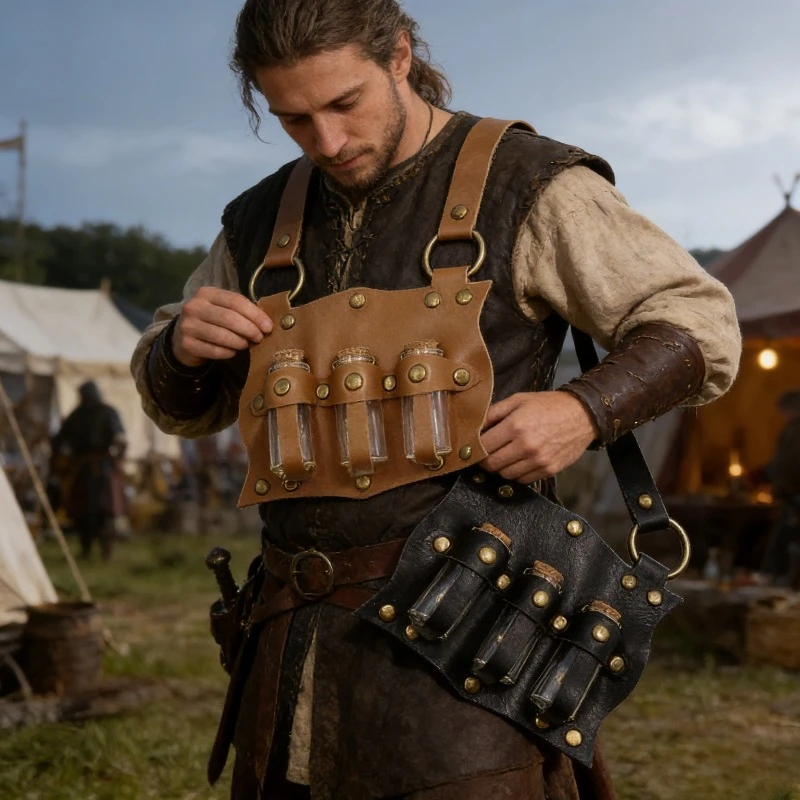 Renaissance Clothing Accessories Belt Bag 3 Medicine Bottles Leather Stand Medieval Clothing Belt Waist Cover
Renaissance Clothing Accessories Belt Bag 3 Medicine Bottles Leather Stand Medieval Clothing Belt Waist Cover