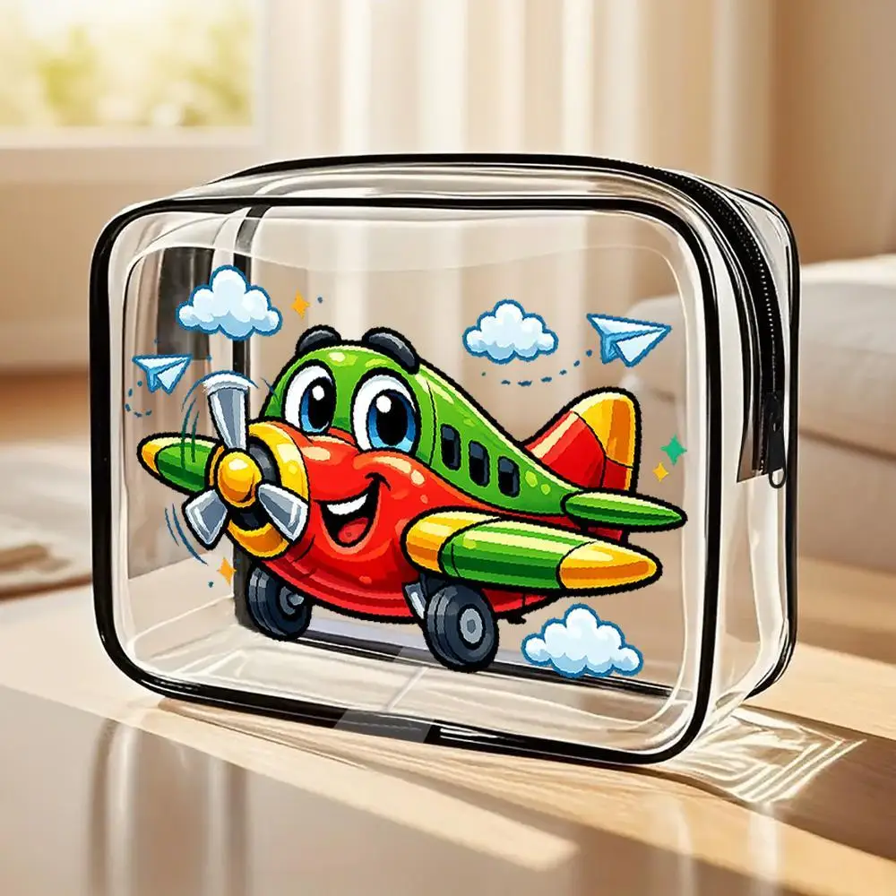 Ladies' Handbag Smiling Cartoon Airplane Clear Zipper Cosmetic Bag Kawaii Cute Style With Cloud Paper Plane Prints Portable Mak
Ladies' Handbag Smiling Cartoon Airplane Clear Zipper Cosmetic Bag Kawaii Cute Style With Cloud Paper Plane Prints Portable Mak