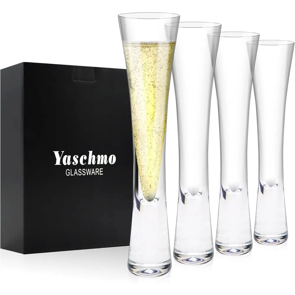 Set of 4 Hand Blown Crystal Champagne Glasses, Unique Design, Lead-Free Prosecco Glasses, Elegant Toasting Glasses for Events
Set of 4 Hand Blown Crystal Champagne Glasses, Unique Design, Lead-Free Prosecco Glasses, Elegant Toasting Glasses for Events