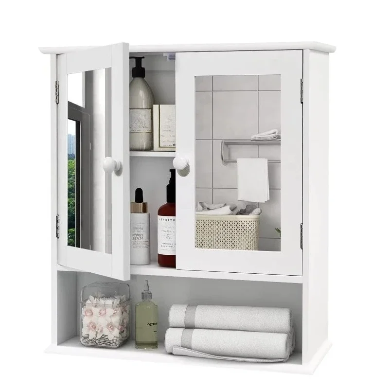 Bathroom Wall Mounted Wooden Bathroom Locker Medicine Cabinet Toilet Bathroom with Mirror 2 Doors 3 Open Shelves
Bathroom Wall Mounted Wooden Bathroom Locker Medicine Cabinet Toilet Bathroom with Mirror 2 Doors 3 Open Shelves
