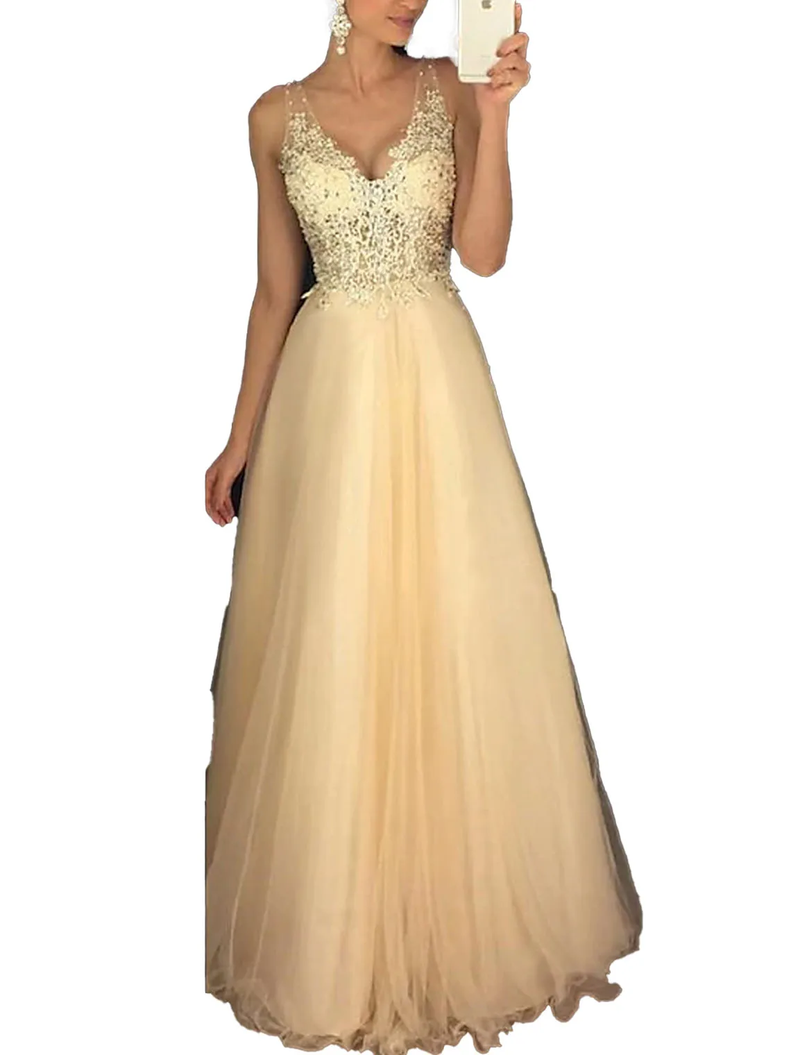 Elegant Fashions A-line Evening Dress Floor Length Sleeveless Tulle Sequins Appliques Wedding Guest Dress 2025 Free Customized
Elegant Fashions A-line Evening Dress Floor Length Sleeveless Tulle Sequins Appliques Wedding Guest Dress 2025 Free Customized