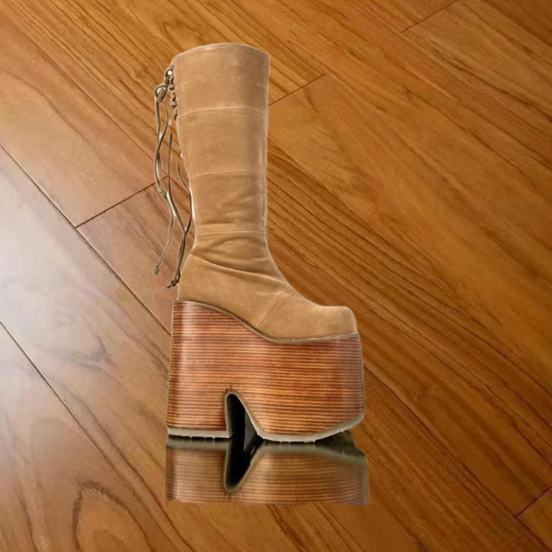 Brown Knee High Wood Pattern Platform Boots Round Toe Chunky Heel Fashion Sexy Winter Big Size 2025 Woman Shoes Zapatillas Mujer
Brown Knee High Wood Pattern Platform Boots Round Toe Chunky Heel Fashion Sexy Winter Big Size 2025 Woman Shoes Zapatillas Mujer
