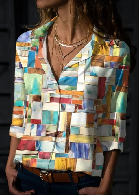 Women's Spring Temperament Commuting 3D Printed Leisure Vacation Geometric Pattern Women's Long Sleeved Shirt
Women's Spring Temperament Commuting 3D Printed Leisure Vacation Geometric Pattern Women's Long Sleeved Shirt