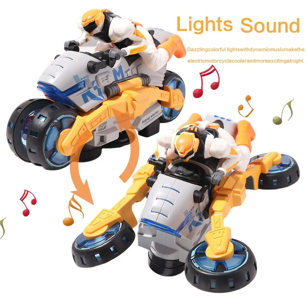 360 Rotating Electric Stunt Motorcycle Dynamic Light Transformable Deformation Motorcycle Toy Sound Effects Interactive
360 Rotating Electric Stunt Motorcycle Dynamic Light Transformable Deformation Motorcycle Toy Sound Effects Interactive