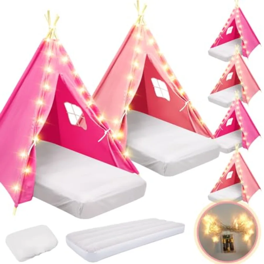 6 Pack Sleepovers Teepee Tent for Bulk with Mattress Sheet Light Natural Cotton Washable Indoor Play Tent for Birthday Slumber
6 Pack Sleepovers Teepee Tent for Bulk with Mattress Sheet Light Natural Cotton Washable Indoor Play Tent for Birthday Slumber