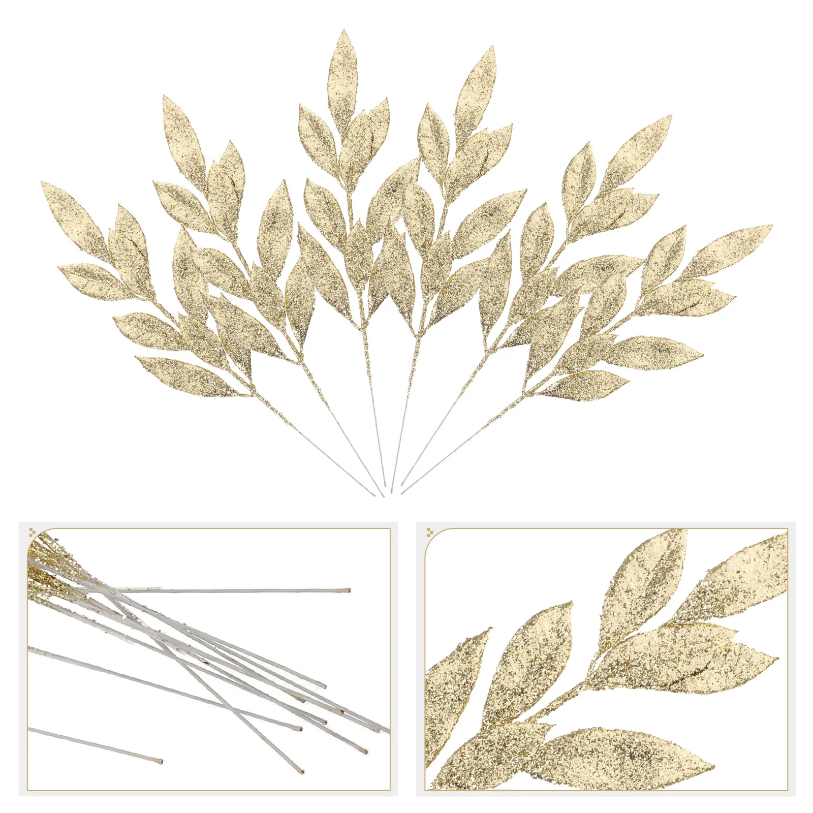 12Pcs Glittery Branches: Gold Artificial Christmas Leaves for Tree Ornaments, Wedding Decor, Tea Party Arrangements and Seasonal
12Pcs Glittery Branches: Gold Artificial Christmas Leaves for Tree Ornaments, Wedding Decor, Tea Party Arrangements and Seasonal