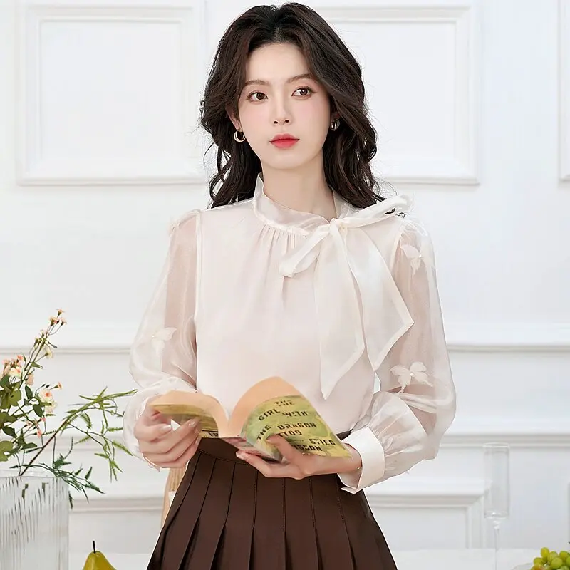 Chiffon Knot Long Sleeve Shirt Pearl Glitter Commute Interview French Style Loose Fit Women's Top Spring 2026 New A...
Chiffon Knot Long Sleeve Shirt Pearl Glitter Commute Interview French Style Loose Fit Women's Top Spring 2026 New A...