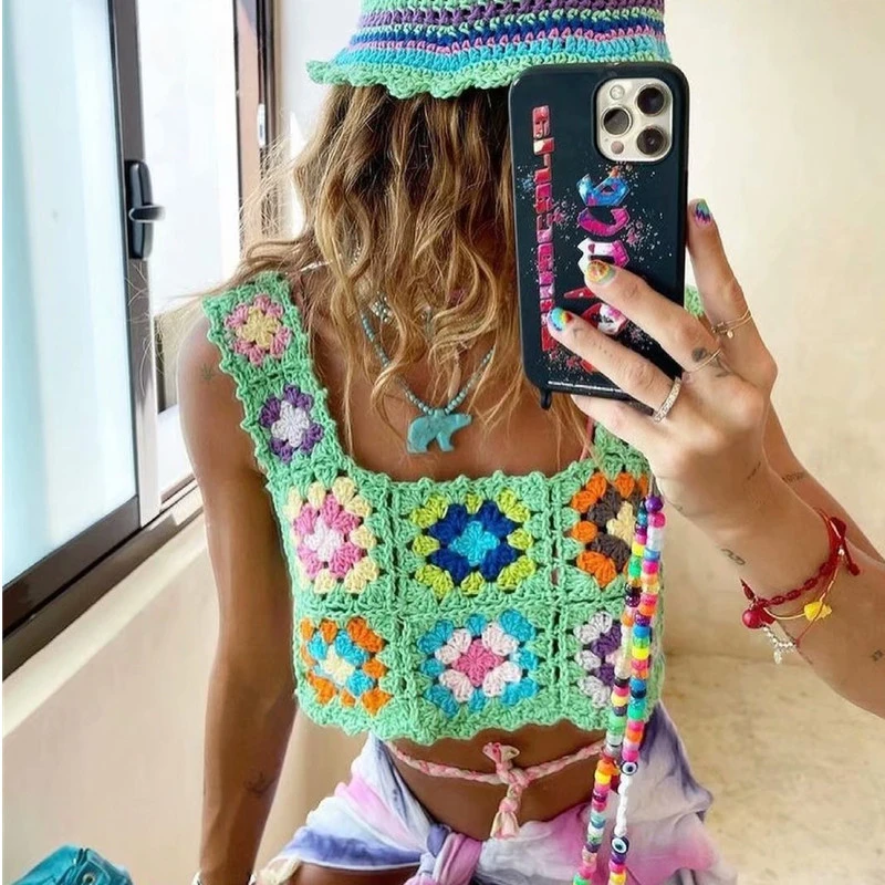 Suninheart Harajuku Handmade Hollow Out Crochet Top Women Summer Cropped Tops Retro Cool Girl Short Tee Holiday Top
Suninheart Harajuku Handmade Hollow Out Crochet Top Women Summer Cropped Tops Retro Cool Girl Short Tee Holiday Top
