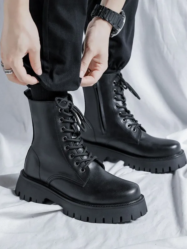 Bla High-Top Men's Boots Thi Bot Genuine Leather Work Boots Side Zipper Motorcycle Boots Retro Trend Boots
Bla High-Top Men's Boots Thi Bot Genuine Leather Work Boots Side Zipper Motorcycle Boots Retro Trend Boots