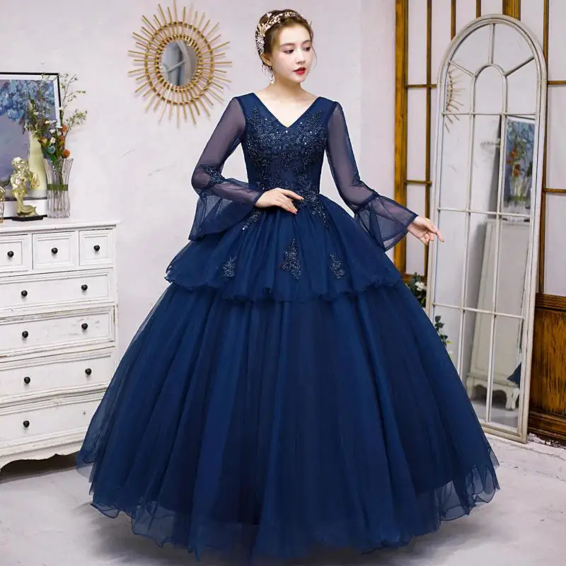 Sexy V-neck Vestidos De Quinceaneras New Tulle Ball Gown With Full Sleeves Elegant Floral Puffy Dresses For Prom Custom Made
Sexy V-neck Vestidos De Quinceaneras New Tulle Ball Gown With Full Sleeves Elegant Floral Puffy Dresses For Prom Custom Made