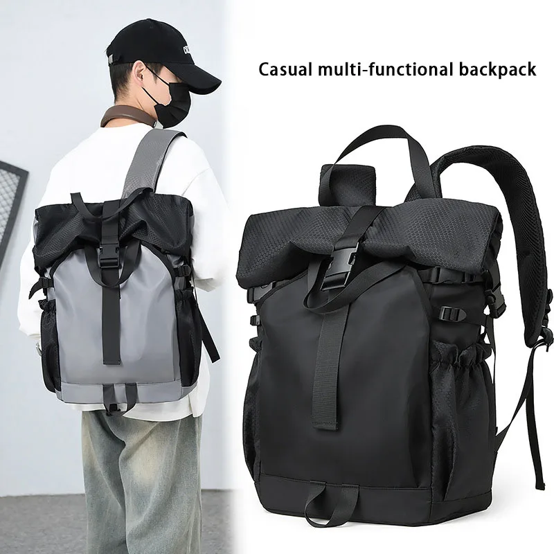 1 casual backpack, roll mouth roll cover backpack, large capacity travel backpack, business trip computer bag, student bag
1 casual backpack, roll mouth roll cover backpack, large capacity travel backpack, business trip computer bag, student bag