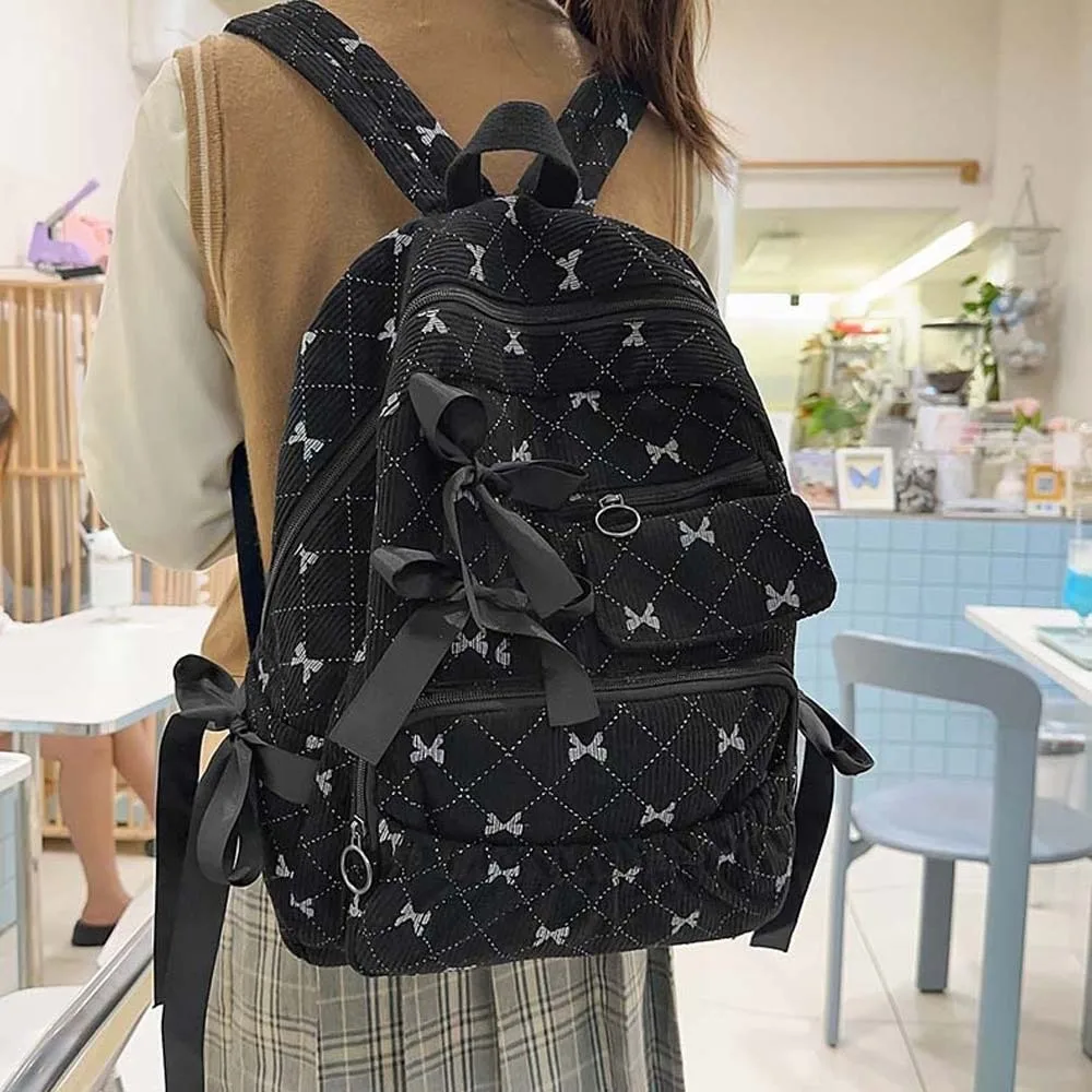 Daypack Corduroy Bow Backpack Silk Design Contrast Color Students School Bag Casual Polyester Large Capacity Backpack Women
Daypack Corduroy Bow Backpack Silk Design Contrast Color Students School Bag Casual Polyester Large Capacity Backpack Women