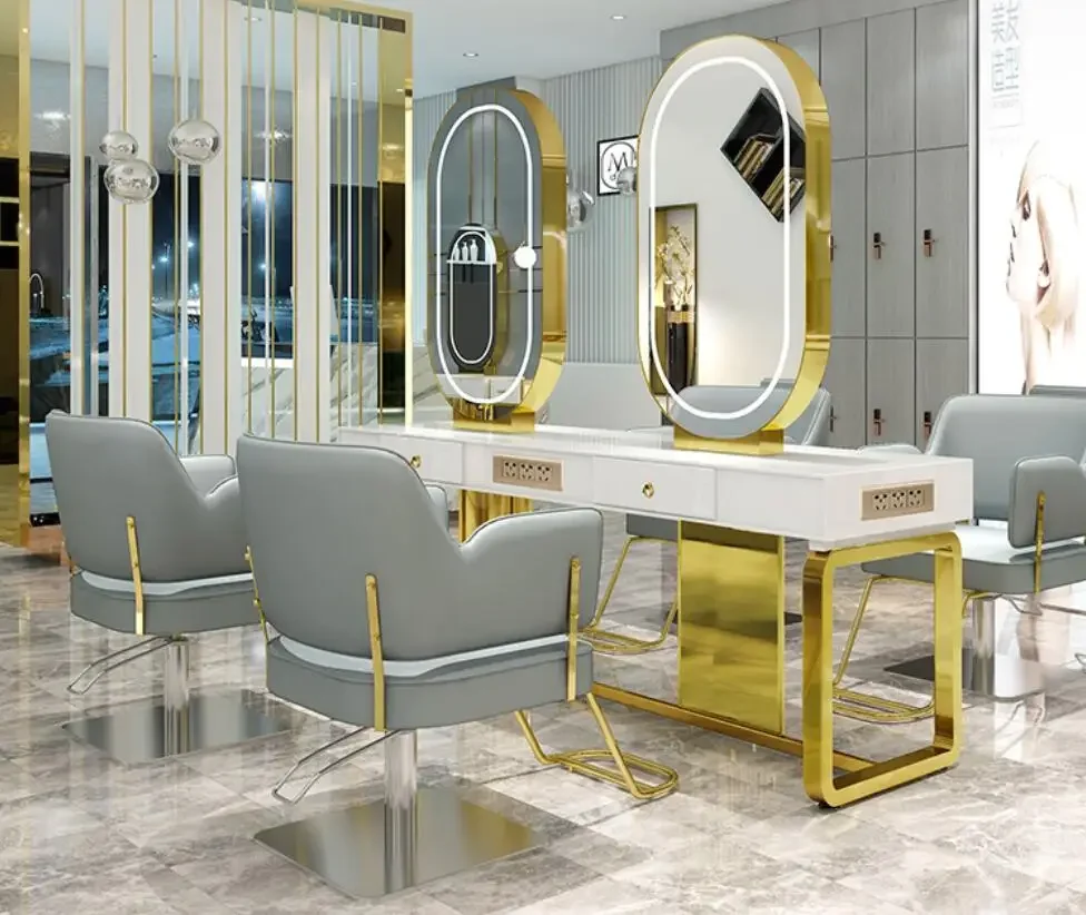 Hairdresser's mirror stand hair salon special solid wood haircut mirror simple barber's table with light
Hairdresser's mirror stand hair salon special solid wood haircut mirror simple barber's table with light