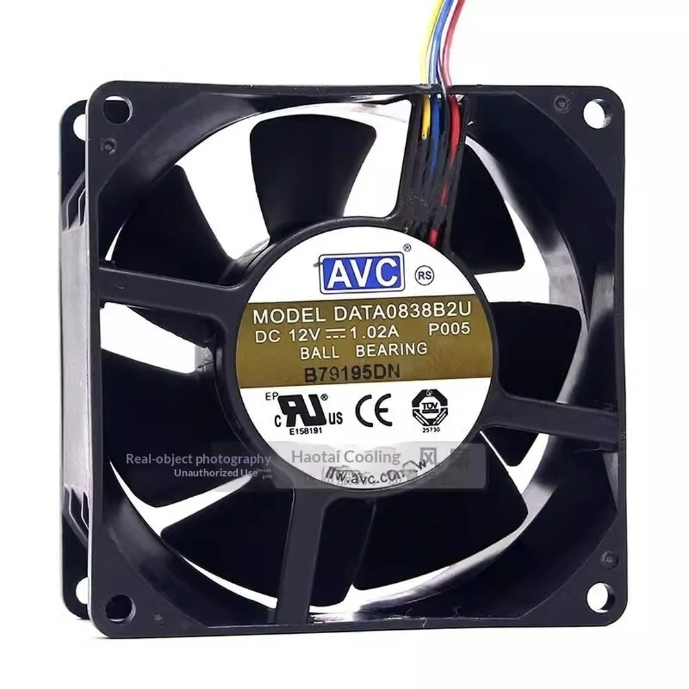 For AVC DATA0838B2U 8038 DC12V 1.02A 4-Wire Silent Cooling Fan
For AVC DATA0838B2U 8038 DC12V 1.02A 4-Wire Silent Cooling Fan