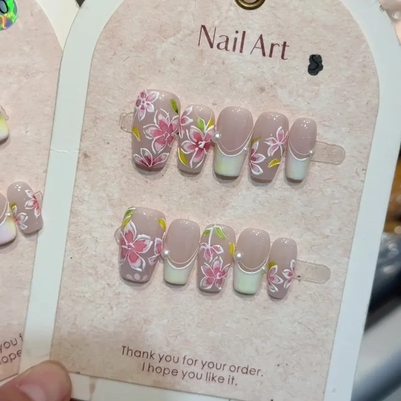 10pcs Handmade Press on Nails Summer Flowers False Nails for Women French Sweet Beach artificial Fake Nails Prosthetic Nail Set
10pcs Handmade Press on Nails Summer Flowers False Nails for Women French Sweet Beach artificial Fake Nails Prosthetic Nail Set