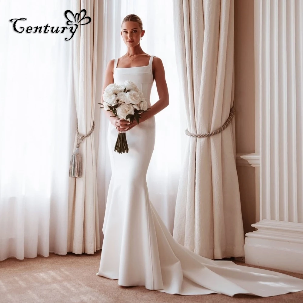 Mermaid Wedding Gowns for Bride 2025 Spaghetti Straps Square Neck Crepe Civil Bridal Gowns Simple Wedding Dress Customized
Mermaid Wedding Gowns for Bride 2025 Spaghetti Straps Square Neck Crepe Civil Bridal Gowns Simple Wedding Dress Customized
