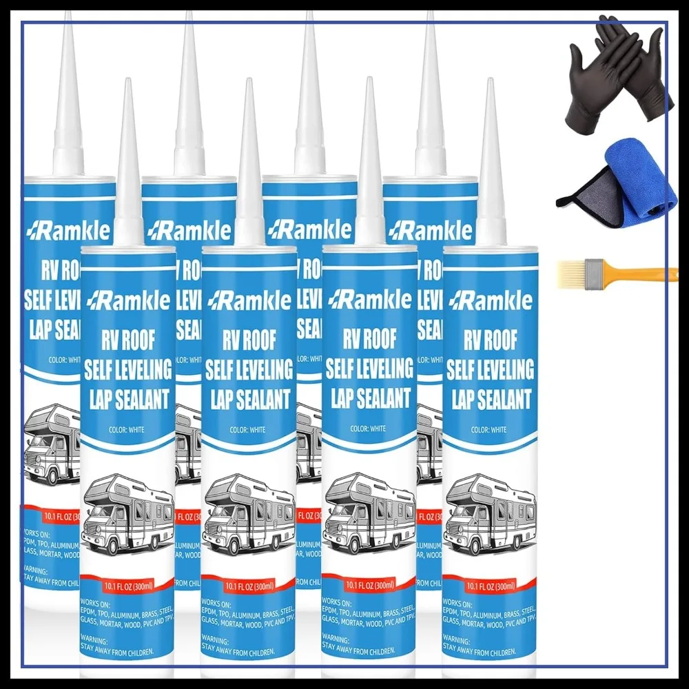 Self-Leveling Lap Sealant White for RV Roof Leak Repair, Camper & Trailer Maintenance, 8 Pack
Self-Leveling Lap Sealant White for RV Roof Leak Repair, Camper & Trailer Maintenance, 8 Pack