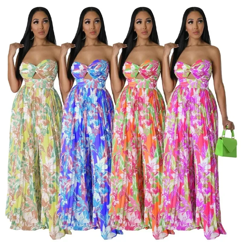 Summer Elegant Women Floral Printed Jumpsuit Off Shoulder Backless Sleeveless High Waisted Casual Leg
Summer Elegant Women Floral Printed Jumpsuit Off Shoulder Backless Sleeveless High Waisted Casual Leg