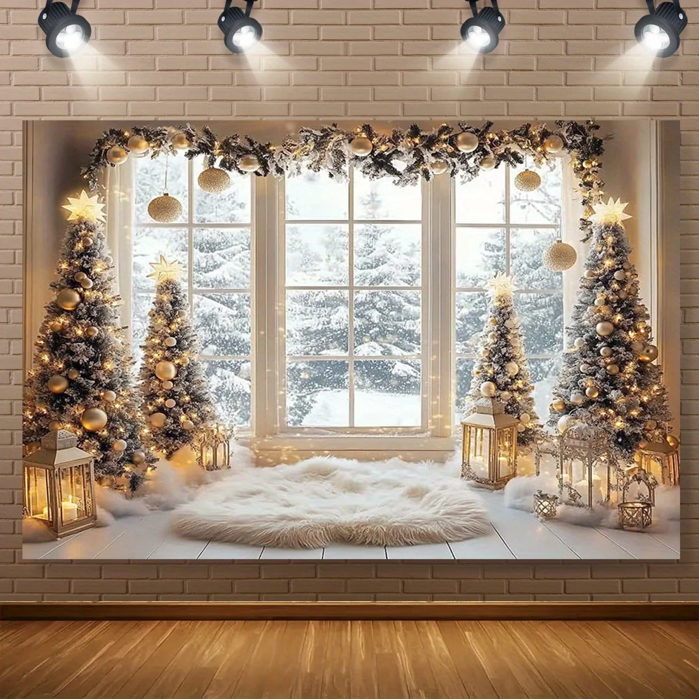 1pc winter window scene background with snow-covered trees, elegant snow window pane design, Christmas, New Year
1pc winter window scene background with snow-covered trees, elegant snow window pane design, Christmas, New Year