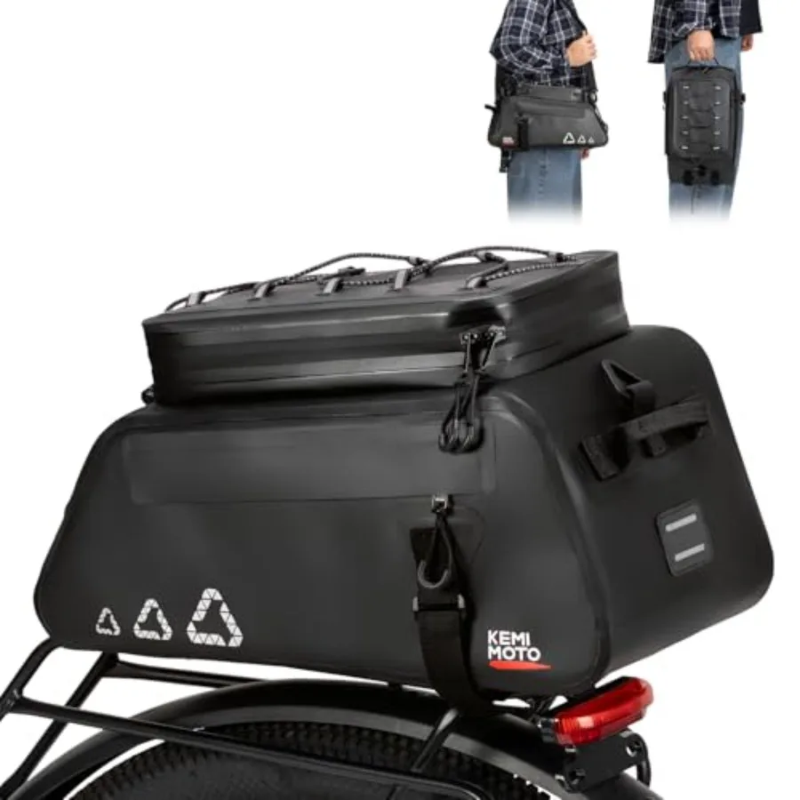 Bike Bags for Bicycle Rear Rack, 13L Water Resistant Ebike Trunk Bag Backseat Carrier Storage Backpack with Reflector and Adjus
Bike Bags for Bicycle Rear Rack, 13L Water Resistant Ebike Trunk Bag Backseat Carrier Storage Backpack with Reflector and Adjus