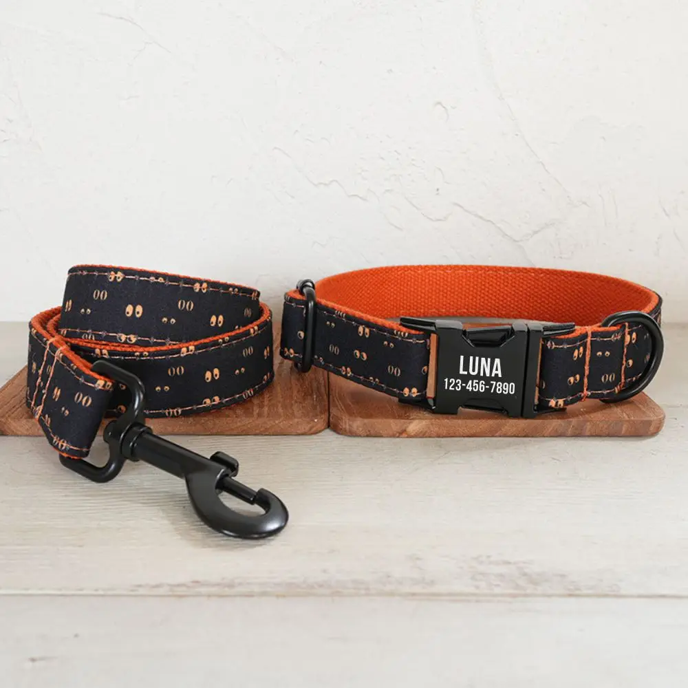 Personalized Dog Collar with Free Engraving, Matching Pet Leash,Customzied Contacts Metal Buckle,Black Cat Eyes Puppy Collar
Personalized Dog Collar with Free Engraving, Matching Pet Leash,Customzied Contacts Metal Buckle,Black Cat Eyes Puppy Collar