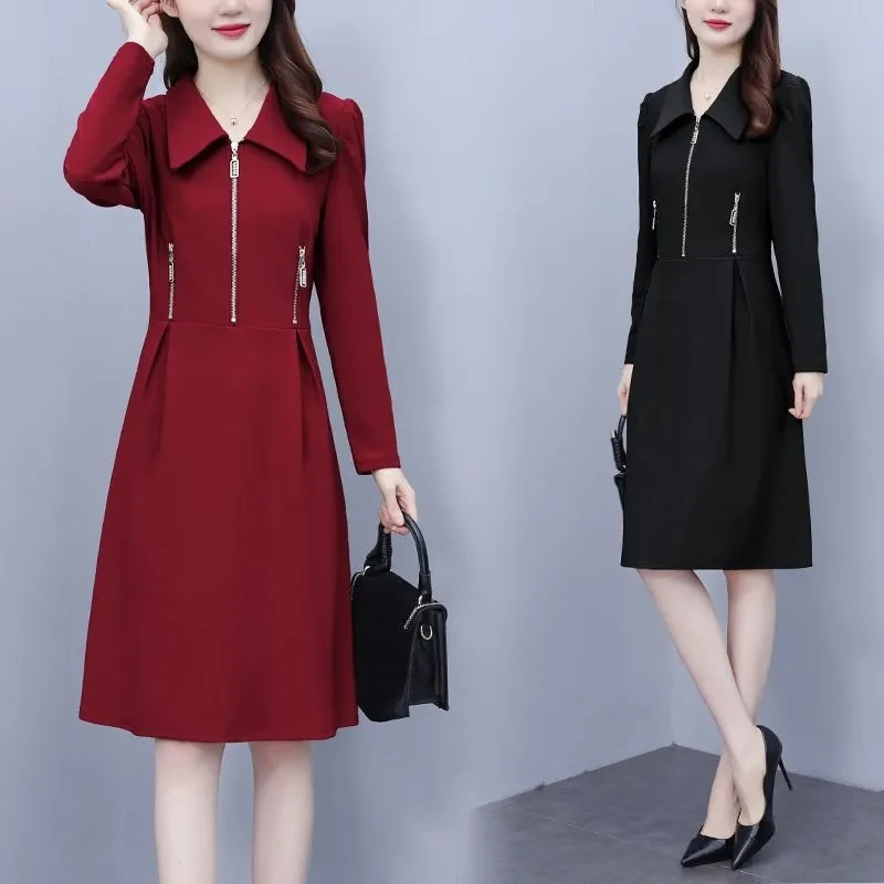 Fashion Retro Women's Dress Zipper Design Slim Spring Autumn Dress Big Size Loose Long Sleeved Versatile Dresses Femme 2024 NEW
Fashion Retro Women's Dress Zipper Design Slim Spring Autumn Dress Big Size Loose Long Sleeved Versatile Dresses Femme 2024 NEW