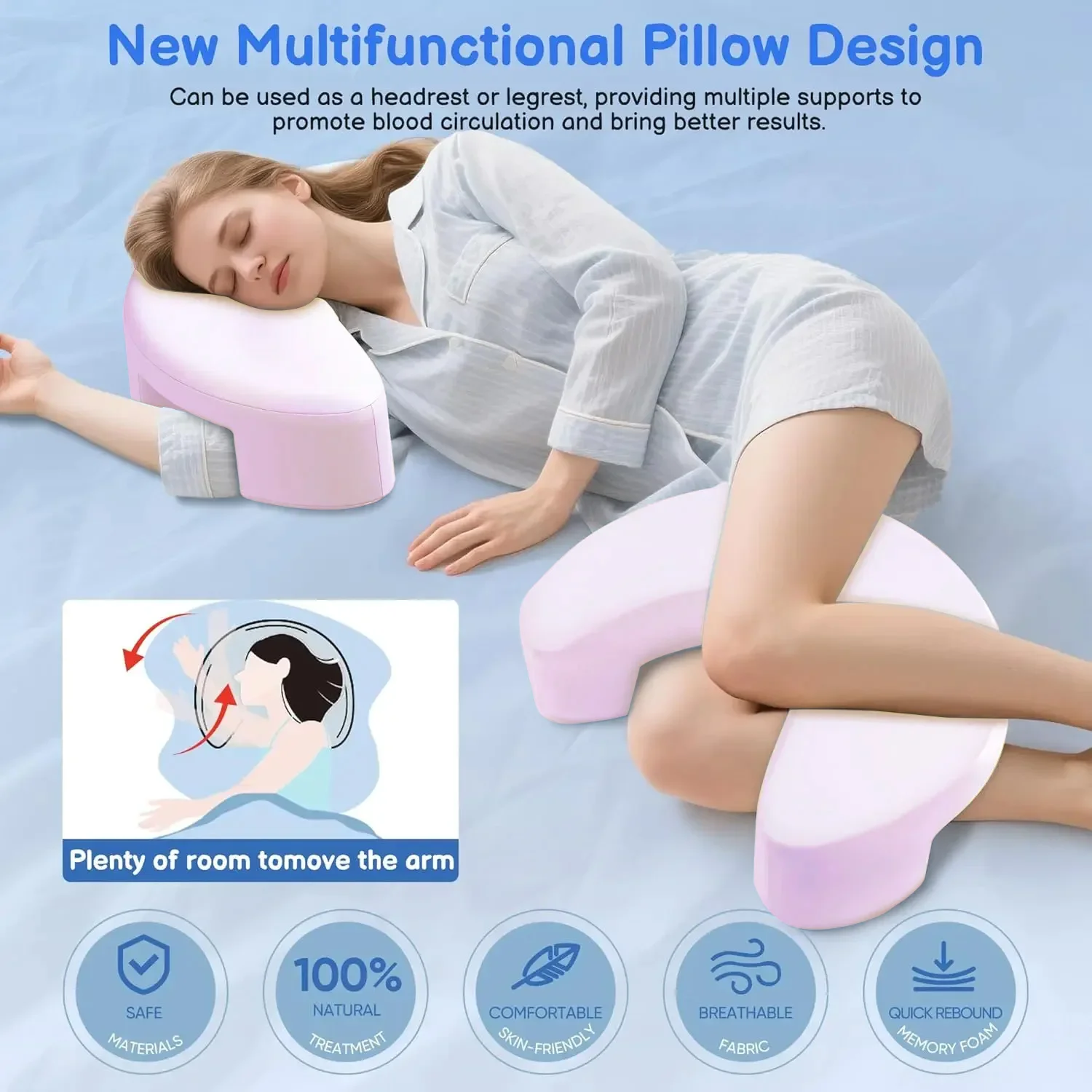 Side Sleeper Pillow for Adults, with Arm Hole for Neck, Rotator Cuff & Shoulder Pain Relief, Knee Pillow Between Legs
Side Sleeper Pillow for Adults, with Arm Hole for Neck, Rotator Cuff & Shoulder Pain Relief, Knee Pillow Between Legs