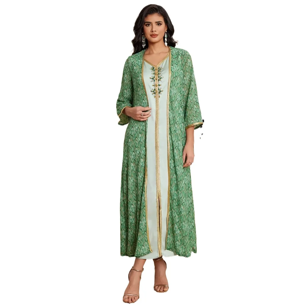 UNI Dubai Turkish Flower Embroidery Afghan Traditional Jilbab Arab Temperament Silk Muslim Moroccan Kaftan Muslim 2pc SetAbaya
UNI Dubai Turkish Flower Embroidery Afghan Traditional Jilbab Arab Temperament Silk Muslim Moroccan Kaftan Muslim 2pc SetAbaya