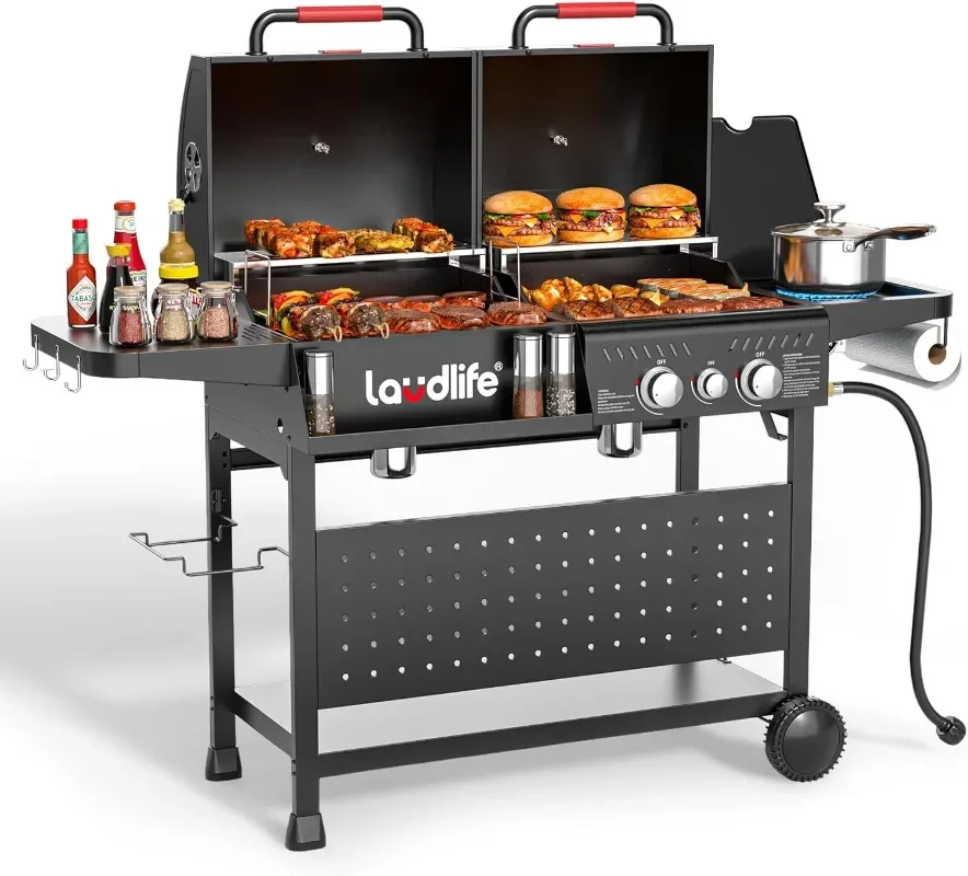 LAUDLIFE Gas and Charcoal Grill Combo with Side Burner, 3 Burners Propane BBQ Grill, 748 SQ.IN Cooking Space, Non-Stick Enamel
LAUDLIFE Gas and Charcoal Grill Combo with Side Burner, 3 Burners Propane BBQ Grill, 748 SQ.IN Cooking Space, Non-Stick Enamel