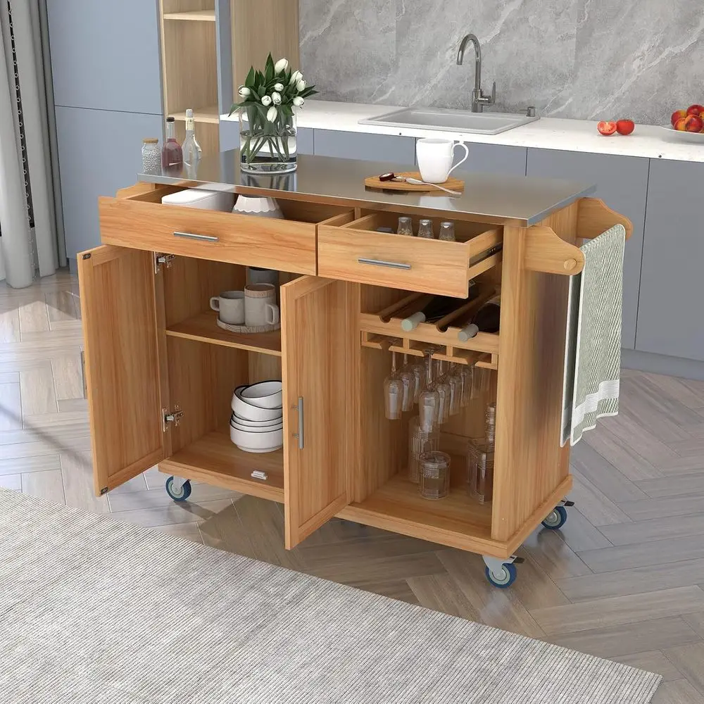 Kitchen Cart with Adjustable Shelves, Utility Trolley for Storage, Wine Rack, Spice Organizer, and Towel Holder for Dining or Ki
Kitchen Cart with Adjustable Shelves, Utility Trolley for Storage, Wine Rack, Spice Organizer, and Towel Holder for Dining or Ki